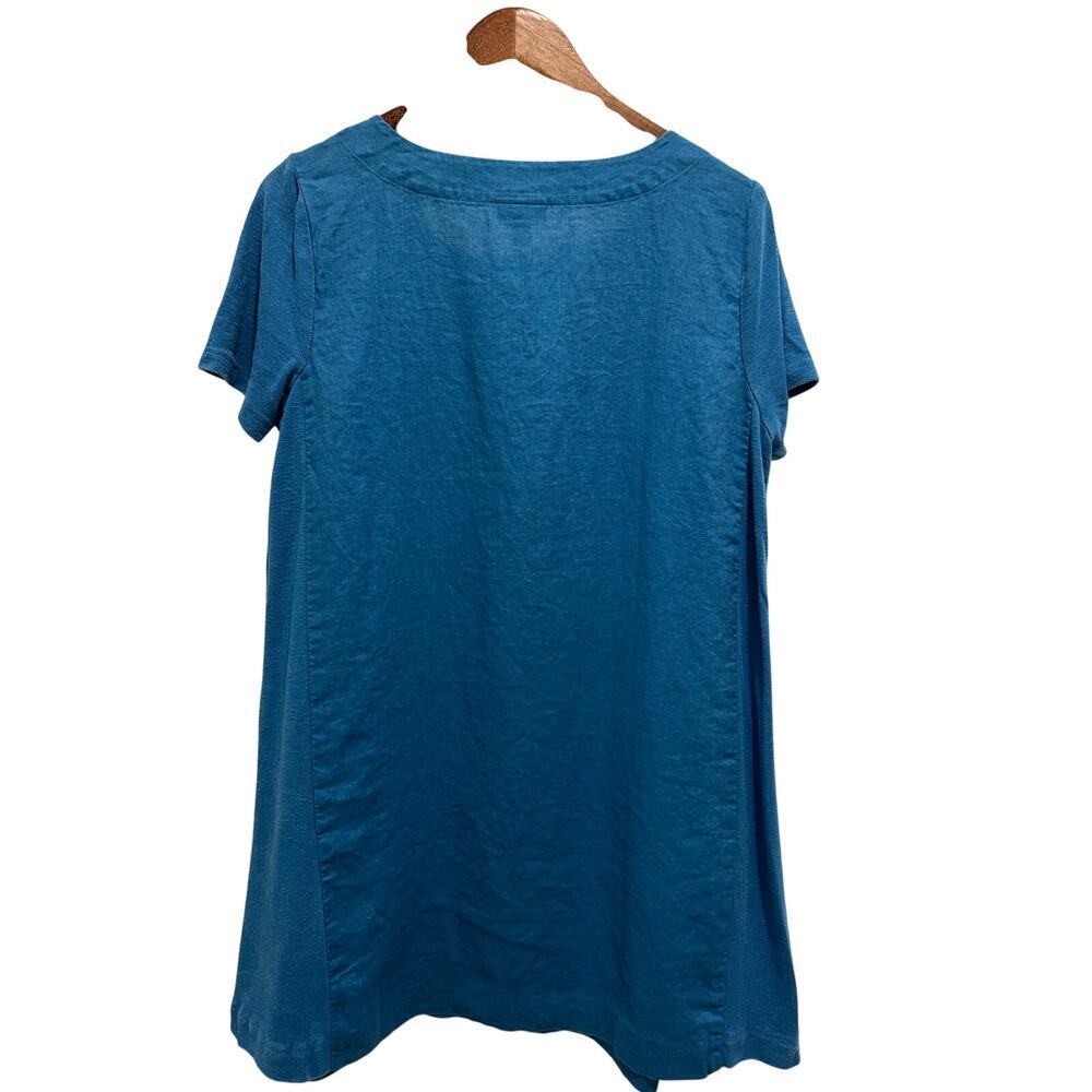 J. Jill pureJill 100% Linen A-Line Dress Ocean Blue Size Petite L Beach Travel - Picture 5 of 7